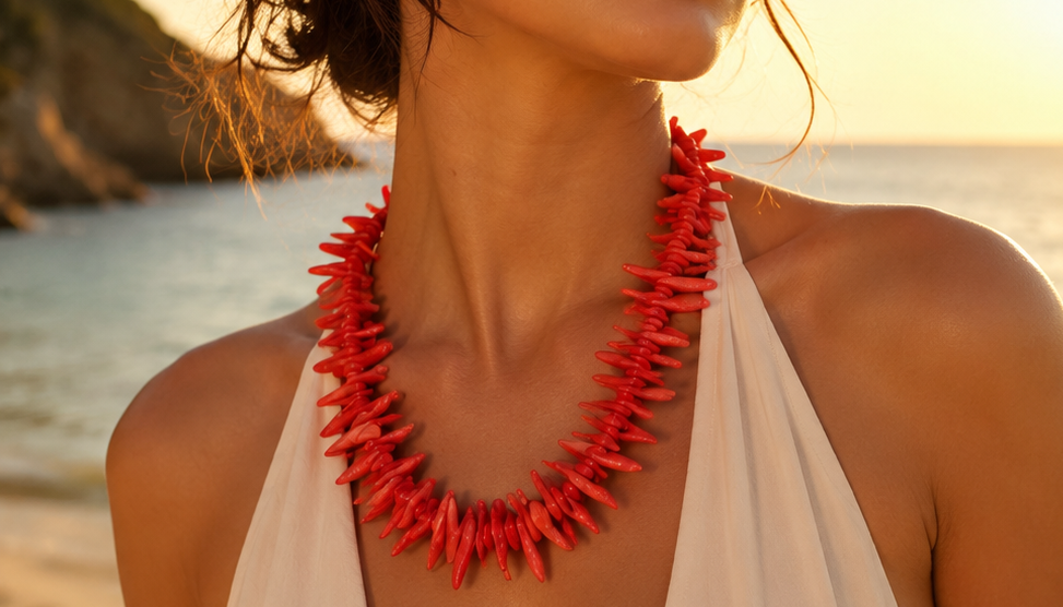 Natural coral necklace